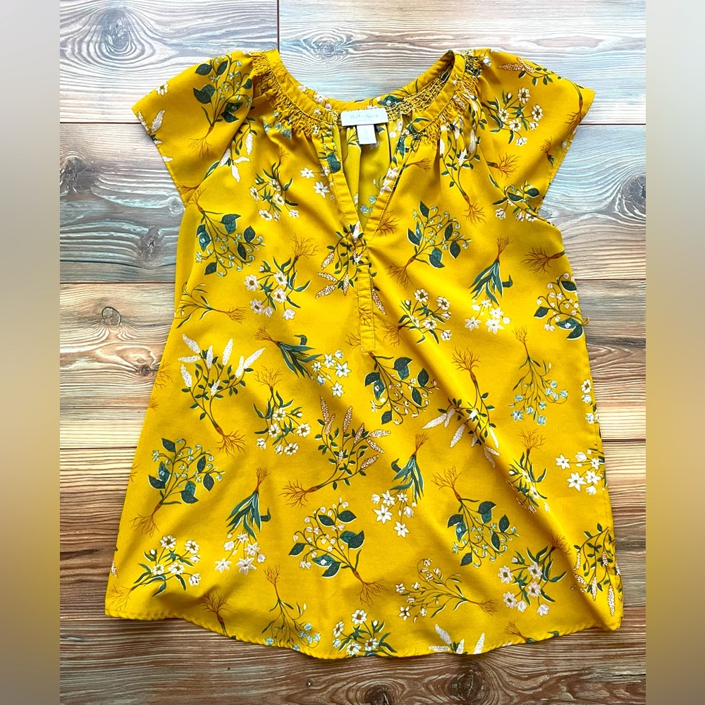 Yellow Floral Motherhood Maternity Blouse (S)